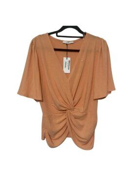 Six Fifty NWT light orange twist front v neck short sleeve blouse size L